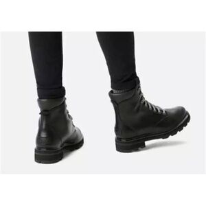 New SOREL Lennox Lace STKD Waterproof Leather Boots Women's 7.5Black CUTE